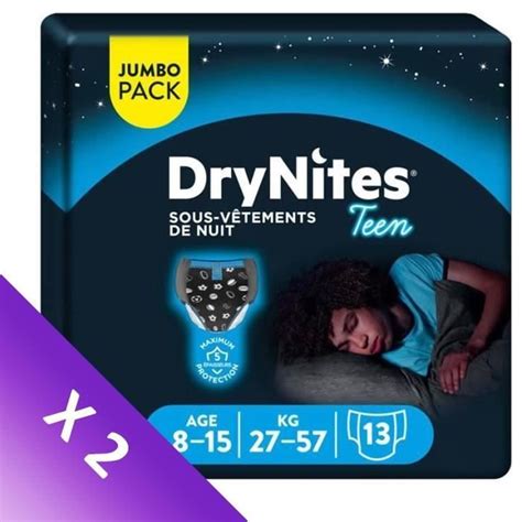 LOT DE 2 HUGGIES Culottes de nuit pour garçon Drynite 8 à 15 ans