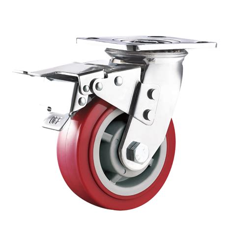 Patent braking heavy duty swivel PU caster wheels with brakes-Dajin caster