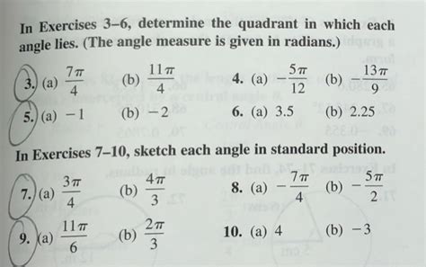 Solved In Exercises 3 6 Determine The Quadrant In Which Chegg