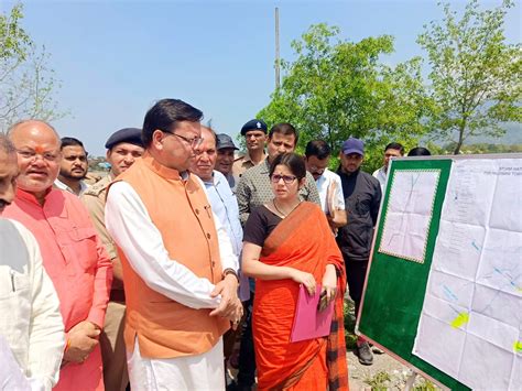 Cm Dhami Inspects Land Erosion Caused By River Gaula In Haldwani