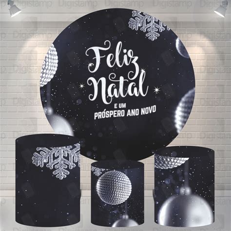 Kit Painel Trio De Cilindros Sublimados Natal Kit