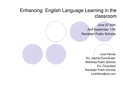 Ppt Enhancing English Language Learning In The Classroom Powerpoint