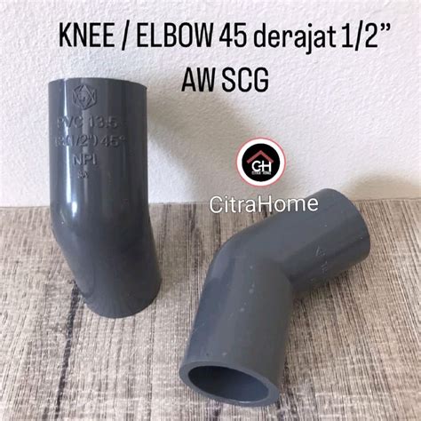 Jual Knee Elbow PVC 45 Derajat 1 2 AW SCG Shopee Indonesia