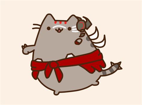 a drawing of a cat with horns on its head and tail wrapped in red ribbon