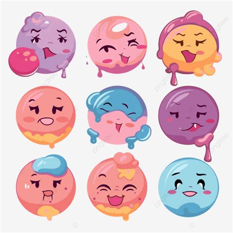 Mood Clipart Set Of Kawaii Gumball Chibi Character Vector Illustration