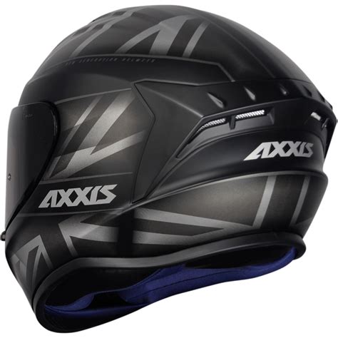 Capacete Axxis Draken UK Inglaterra Preto Cinza Fosco Grid Motors