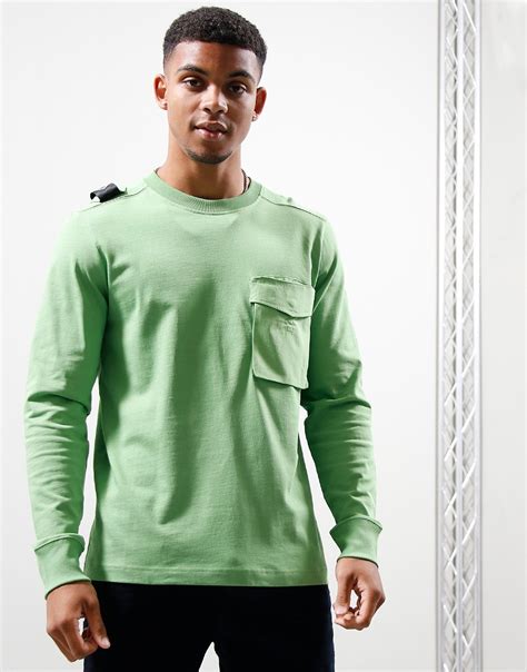 Ma Strum Long Sleeve Cargo Pocket T Shirt Pistachio Terraces Menswear