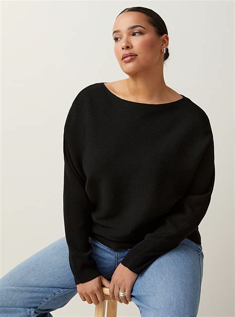 Batwing Sleeve Ribbed Sweater Contemporaine Shop Women S Sweaters And Cardigans Fall Winter