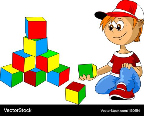 Boy with building blocks Royalty Free Vector Image