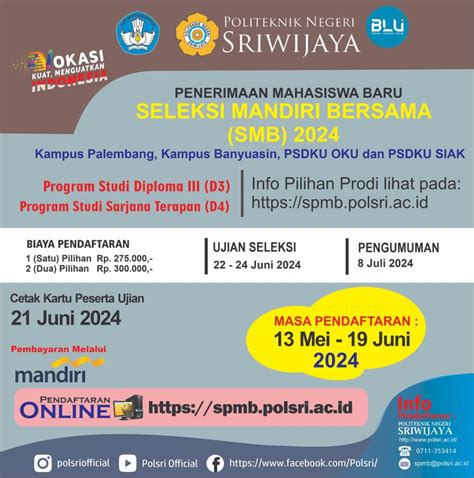 Penerimaan Mahasiswa Baru Polsri 2024 Jalur Smb Polsri Politeknik Negeri Sriwijaya