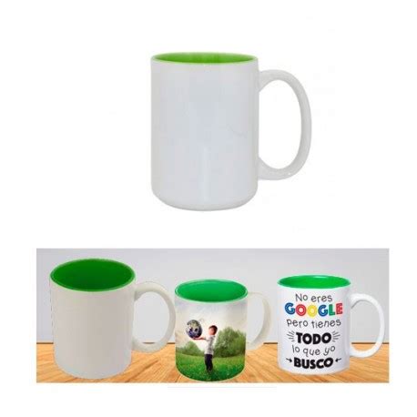 Taza Oz Blanca Color Interior Verde Sublim Arts Liderart Peru