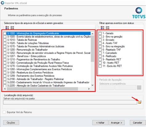 Rh Rm Fop Esocial Exportar Xml Em Lote Central De Atendimento