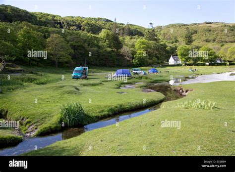 Motorhome And Tents At Wild Camping Site Calgary Bay Isle Of Mull