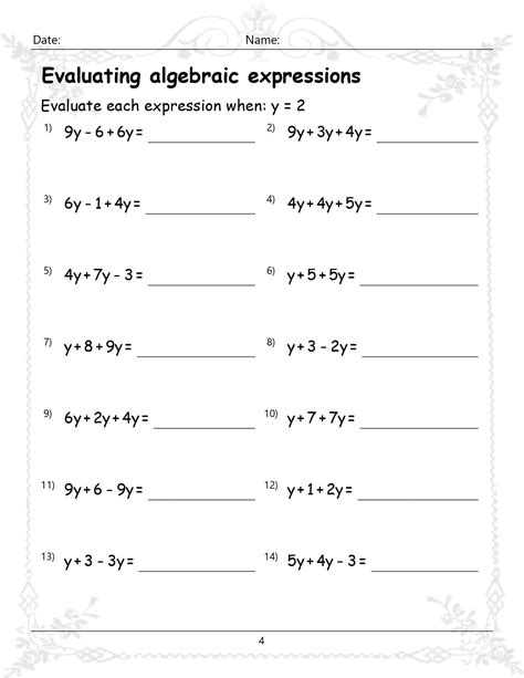 Solving Algebraic Expressions - Worksheet Digital - Worksheets Library