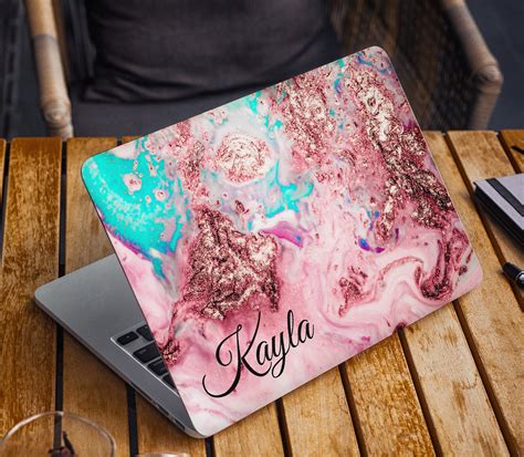 Electronics And Accessories Laptop Skins Personalization Peony Flower Laptop Skin Marble Vinyl