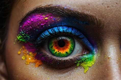 Premium Photo | Closeup of colorful eye makeup