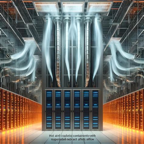 Premium Photo Open Air Cooled Data Halls Hot Aisle Containment With Suspended Extract Airflow