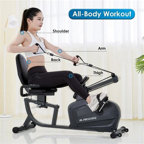 Maxkare Recumbent Exercise Bike W Arm Resistance Bands For All Ages