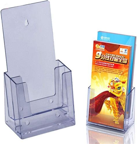 Plastic Leaflet Holder Display Versatile Two Tier Transparent