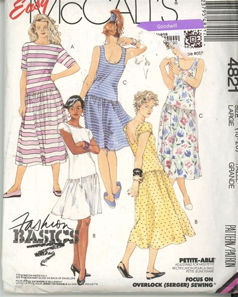 McCalls 4821 Sewing Pattern Drop Waist Summer Dress SZ 18 20 UnCut