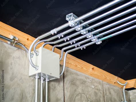 Electrical metal conduit work Installation Stock Photo | Adobe Stock