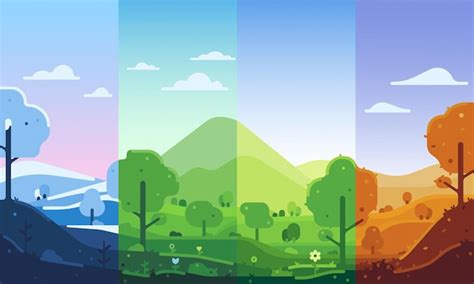 Premium Vector Vector Four Seasons Landscape Illustration
