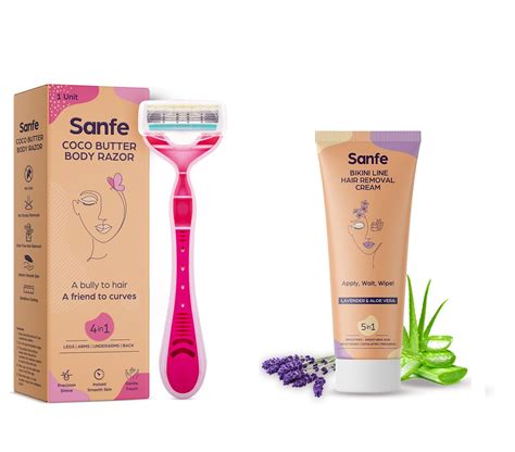 Sanfe Bikini Line Hair Removal Cream 50 G And Coco Buttter Body Razor