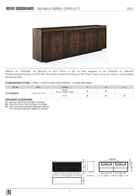 Revo Sideboard Aus Massivem Holz Mit Fl Gelt Ren By Riva Design