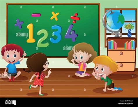 Kids learning in classroom illustration Stock Vector Image & Art - Alamy