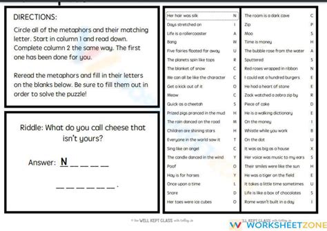 Metaphor Worksheet