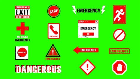 Warning Green Screen Emergency Green Screen Stop Green Screen Exit