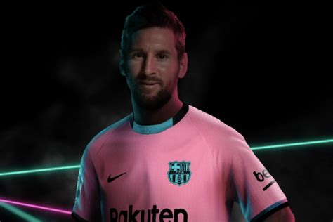 Fc Barcelone Messi Et Le Bar A D Voilent Le Maillot Third Rose