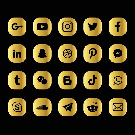 Gold Social Media Icons Vector Art At Vecteezy