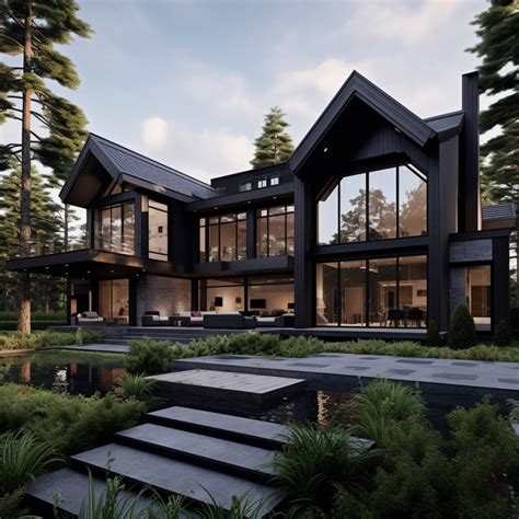 Black Luxury House Dark Modern House House Outside Design House