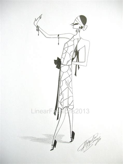 Fashion Illustration Art Deco Original By Linearfashions