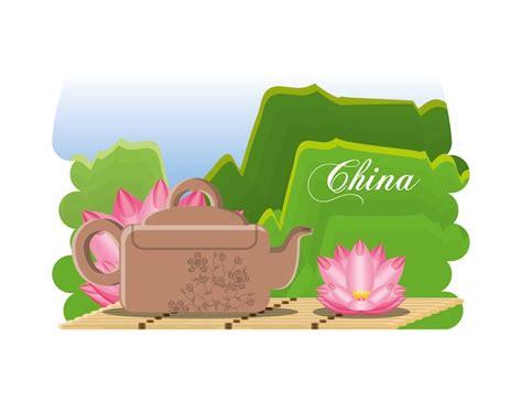 Cultura China Set Iconos Vector Premium