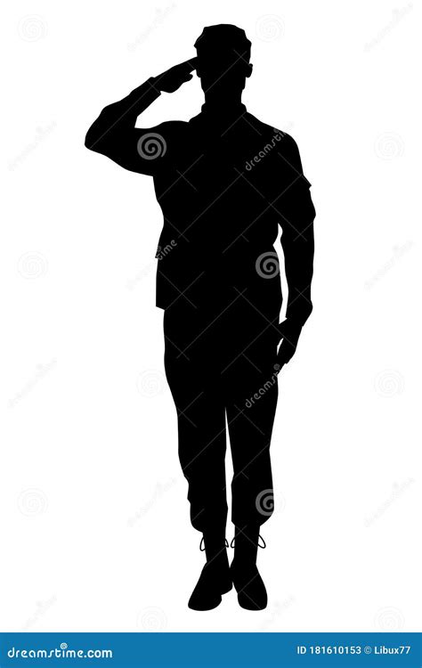 Child Soldier Saluting Clipart Black And White