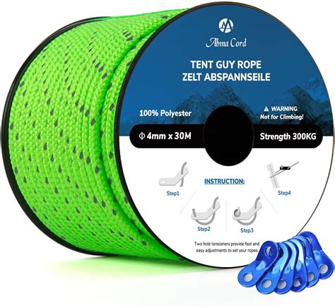 Akolafe Pcs Tent Guy Ropes Reflective Green Tent Guide Rope Cord