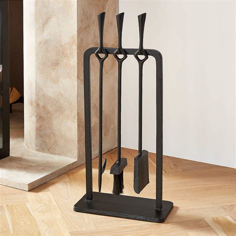 Ignacio 3 Piece Black Cast Iron Fireplace Tool Set Reviews Cb2