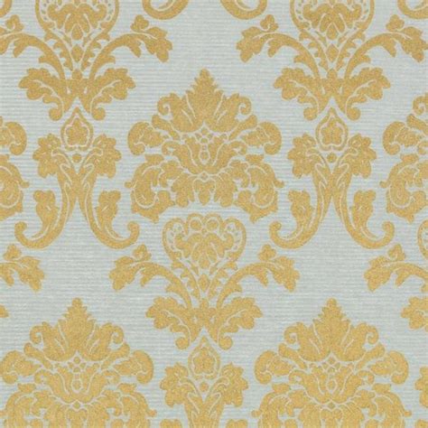 Ideale Papel De Parede Damask Prata Cintilante Com Dourado Ideale