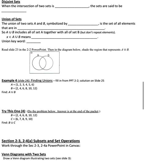 Solveddisjoint Sets When The Intersection Of Two Sets Is The Sets Are