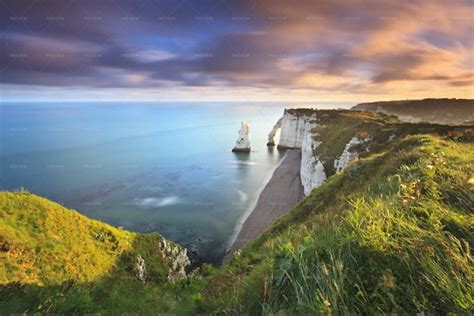 Sunrise Over Etretat - Stock Photos | Motion Array