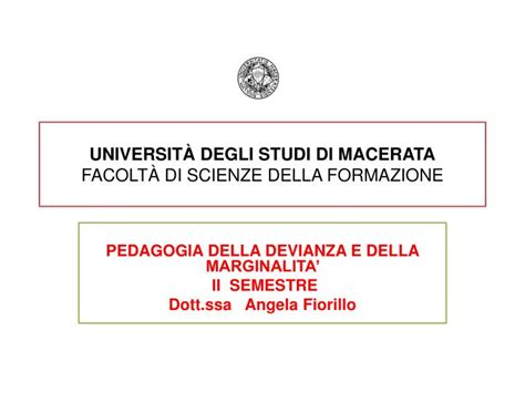 Ppt Universit Degli Studi Di Macerata Facolt Di Scienze Della