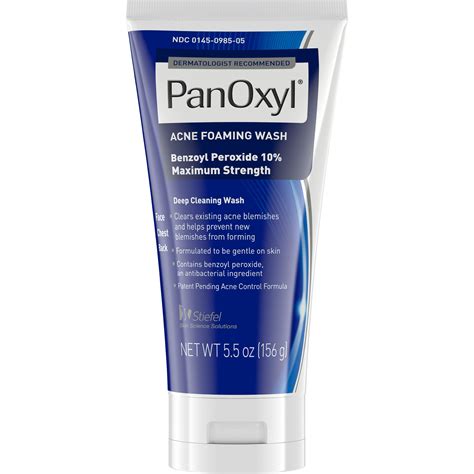 PanOxyl Max Strength Acne Foaming Wash, Face & Body, 10% Benzoyl ...