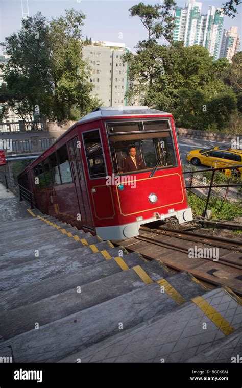 Peak Tram funicular railway, Victoria Peak, Hong Kong Island, Hong Kong ...