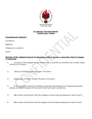 Enforcement Complaints Doc Template Pdffiller