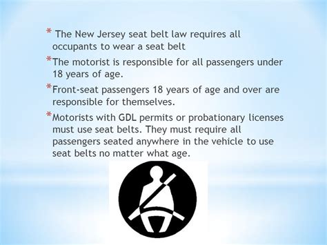 Driver Responsibility The New Jersey Seat Belt Law Requires All