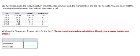 Answered What Are The Sharpe And Treynor Ratios… Bartleby