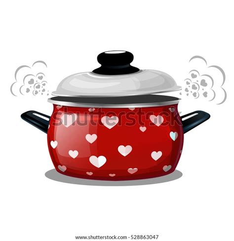 Vector Illustration Red Pot Steam Comes Stock Vector Royalty Free