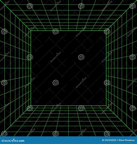 Wireframe Perspective Cube D Wireframe Grid Room D Perspective